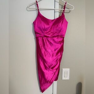 Crystal Doll Pink Satin Bodycon Mini Dress Women’s XS